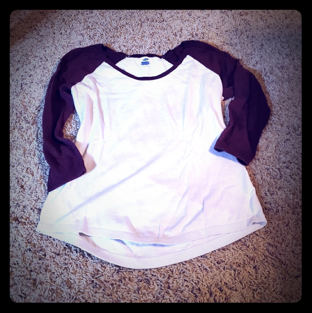 Old Navy 3/4 sleeve wine & white sweater sz S
